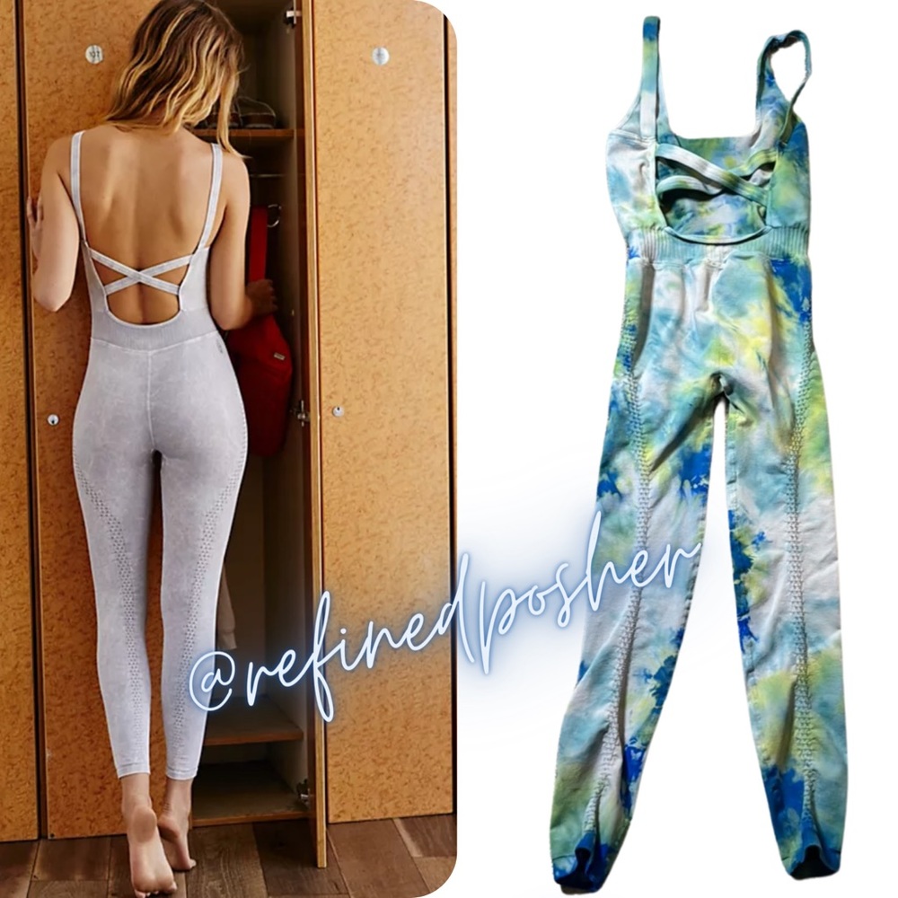 Free People Movement Good Karma Onesie size XS/S NEW Iced Grey Tie Dye - Picture 2 of 6